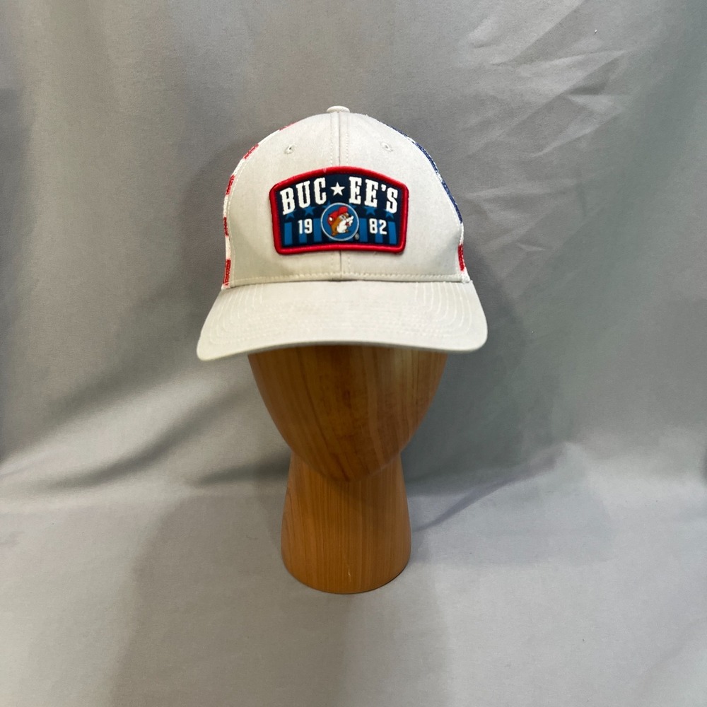 Buc-ees Est 1982 Patriotic USA‎ Flag Trucker Hat Mens One Size White Snapback